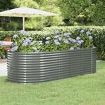 Hochbeet Pulverbeschichteter Stahl 249x100x68 Cm Grau - Vidaxl