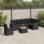 7-tlg. Garten-sofagarnitur Mit Kissen Schwarz Poly Rattan - Vidaxl