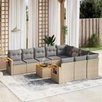 Vidaxl - 11-tlg. Garten-sofagarnitur Mit Kissen Beige Poly Rattan