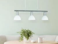 Balken Pendelleuchte Dallas 3 Flammig Glasschirme Wei&szlig;, Breite 61cm