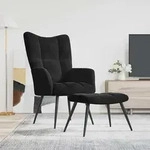 Relaxsessel Mit Hocker Schwarz Samt - Vidaxl