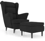Ohrensessel Mit Hocker Schwarz Samt Vidaxl