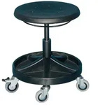 Drehhocker Mit Rollen Pu-schaum Schwarz Sitzh&ouml;henverstellung 400-530 Mm