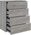 Kommode Mit 4 Schubladen 60x30,5x71 Cm Grau Sonoma Vidaxl