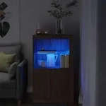 Beistellschrank Mit Led-leuchten Braun Eiche Holzwerkstoff - Vidaxl