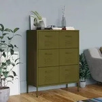 Vidaxl Drawer Cabinet Olive Green 80x35x101,5 Cm Steel