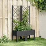 Pflanzk&uuml;bel Mit Rankgitter Schwarz 80x40x142 Cm Pp - Vidaxl