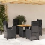 5-tlg. Garten-essgruppe Mit Kissen Schwarz Poly Rattan - Vidaxl