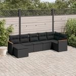 7-tlg. Garten-sofagarnitur Mit Kissen Schwarz Poly Rattan - Vidaxl