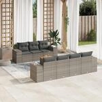 8-tlg. Garten-sofagarnitur Mit Kissen Grau Poly Rattan - Vidaxl