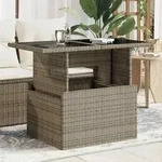 Gartentisch Mit Glasplatte Grau 100x55x73 Cm Poly Rattan - Vidaxl