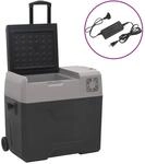 K&uuml;hlbox Mit Rollen Und Adapter Schwarz & Grau 30 L Polypropylen Vidaxl