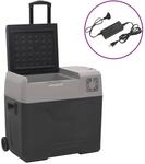K&uuml;hlbox Mit Rollen Und Adapter Schwarz & Grau 50 L Polypropylen Vidaxl