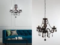 Trio Lighting - Kronleuchter L&uuml;ster 3-flammig Silber Mit Acryl Kristall Schwarz, &Oslash;