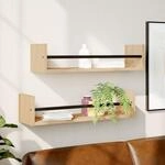 Wandregale Mit Stangen 2 Stk. Sonoma-eiche 60x16x14 Cm Vidaxl