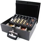 Geldkassette Safe I Stahl Schwarz Mit M&uuml;nzz&auml;hlbrett / Tragegriff Hjh Office
