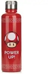 Super Mario Metall Trink- Flasche Power Up Rot/wei&szlig;, Bedruckt, Aus Edelstahl,