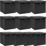 Aufbewahrungsboxen Mit Deckeln 10 Stk. Schwarz 32x32x32cm Stoff Vidaxl