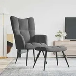 Relaxsessel Mit Hocker Dunkelgrau Samt - Vidaxl
