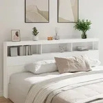 Led-kopfteil Mit Ablagen Wei&szlig; 220x17x102 Cm Vidaxl