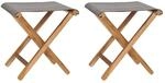 Vidaxl - Klappst&uuml;hle 2 Stk. Teak Massivholz Und Stoff Dunkelgrau