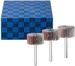 Pferd - F&auml;cherschleifer-set 3-tlg. Korund &Oslash; 30x15 Mm Schaft-&oslash; 6 Mm A60, 80,120