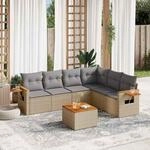7-tlg. Garten-sofagarnitur Mit Kissen Beige Poly Rattan - Vidaxl