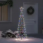 Led Weihnachtsbaum Mit Erdspie&szlig;en Mehrfarbig 250 Cm Eisen Vidaxl