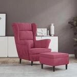 Ohrensessel Mit Hocker Weinrot Samt Vidaxl