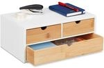 Schreibtisch Organizer, 3 Schubladen, F&uuml;r B&uuml;routensilien, Hxbxt: 14 X 33 X 21 Cm,