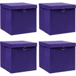 Aufbewahrungsboxen Mit Deckeln 4 Stk. Lila 32x32x32 Cm Stoff Vidaxl