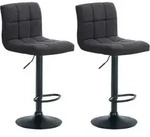 2er Set Barhocker Calma Stoff Dunkelgrau Metall Matt Schwarz