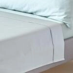 Homescapes Bettlaken Ohne Gummizug Entenei Blau 100% Bio Baumwolle, Fadendichte 400,