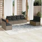 8-tlg. Garten-sofagarnitur Mit Kissen Grau Poly Rattan - Vidaxl