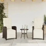 Gartensessel Mit Fu&szlig;teil 2 Stk. Verstellbar Braun Poly Rattan - Vidaxl