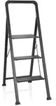 Klappleiter Solid W6 Stahl / Aluminium Schwarz Mit Griff 3 Stufen Hjh Office