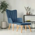 Relaxsessel Mit Hocker Blau Stoff Vidaxl