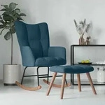 Schaukelstuhl Mit Hocker Samt Blau - Vidaxl