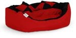 Lionto 4-in-1 Katzenbett, Katzenkissen, Katzenk&ouml;rbchen Mit Wendekissen, Schwarz/rot,