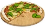 Relaxdays - Pizzateller Bambus &Oslash;33cm, Schnittfestes Schneidbrett Aus Holz, 6-fach