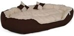 Lionto 4-in-1 Hundebett, Hundekissen, Hundek&ouml;rbchen Mit Wendekissen, Braun/beige,