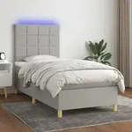 Boxspringbett Mit Matratze & Led Hellgrau 90x200 Cm Stoff Vidaxl