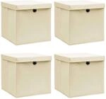 Vidaxl Storage Boxes With Lid 4 Pcs Cream 32x32x32 Cm Fabric