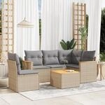 6-tlg. Garten-sofagarnitur Mit Kissen Beige Poly Rattan - Vidaxl