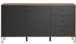 Montez Sideboard 2 T&uuml;ren, 3 Schubladen, Graphite.