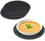 Schieferplatte 6er Set Rund, 25cm &Oslash;, Pizzateller Zum Servieren & Beschriften,