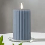Star Trading - Led Wachskerze Flamme Stripe Batterie Timer Blau 15x7,5cm
