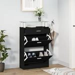 Schuhschrank Schwarz 63x24x104 Cm Holzwerkstoff - Vidaxl