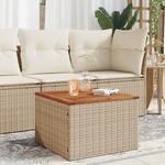 Gartentisch Beige 55x55x37 Cm Poly Rattan Und Akazienholz Vidaxl