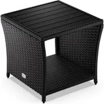 Polyrattan Beistelltisch Mit Wpc Tischplatte 45x45x40cm 80kg Belastbarkeit Wetterfest